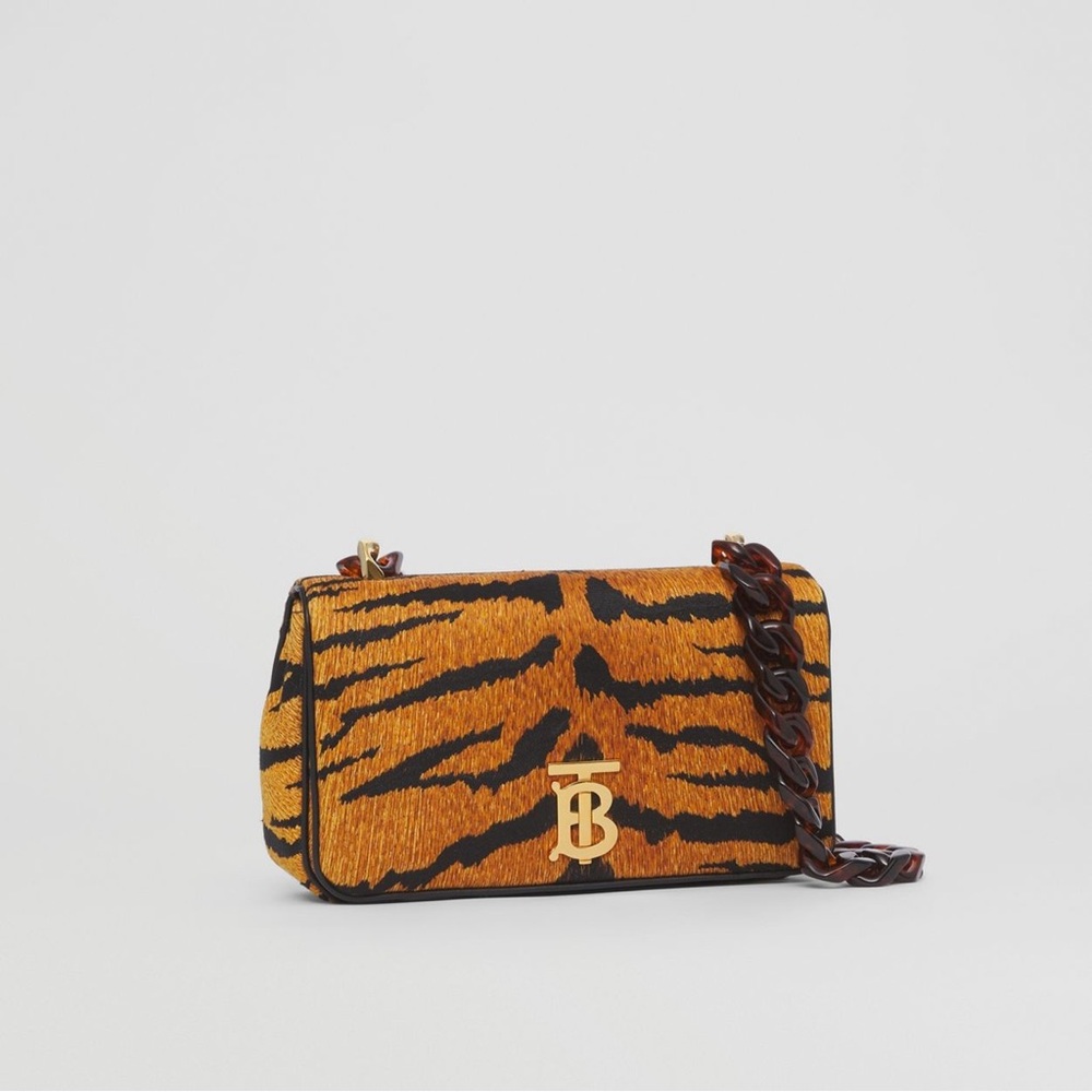Burberry Orange and Black Tiger Print Crossbody Bag